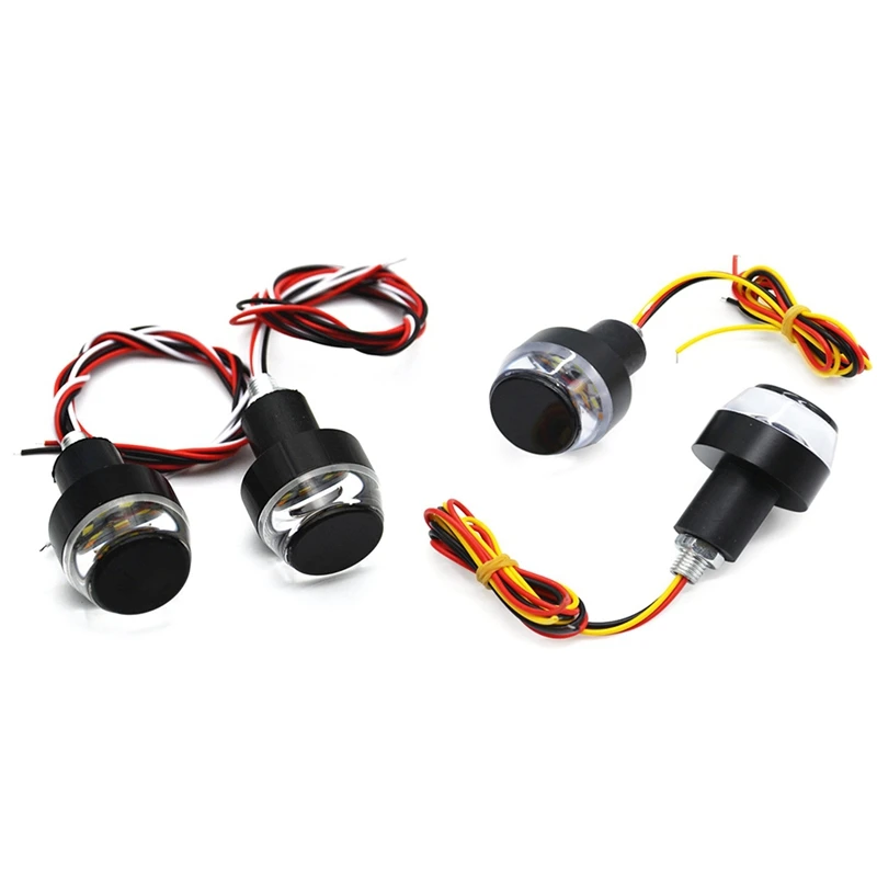 Мотоцикл светодиодный Руль конец поворотник светильник AC/DC 12V Белый Желтый проблесковый маячок Ручка Бар мигалка Авто Боковой габаритный фонарь