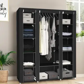 

Non-woven Wardrobe Bedroom Cloth Folding DIY Home Furniture Clothing Storage Cabinet Dustproof Closet Storage 172x134x43 HWC