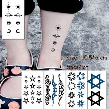 

Temporary Tattoo Sticker moon sun star totem band waterproof fake Tatto flash Tatoo for girl woman kid man small size