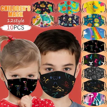 

Children's Funny Printed Washed And Reused 10PCS Face Mask For Boys And Girls Filter Washable Bandana Face Cover 2020#3