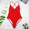 2022 women Swimwear Sexy high cut one piece swimsuit Backless swim suit Black White Red  thong Bathing suit female Monokini 2741 ► Photo 3/5