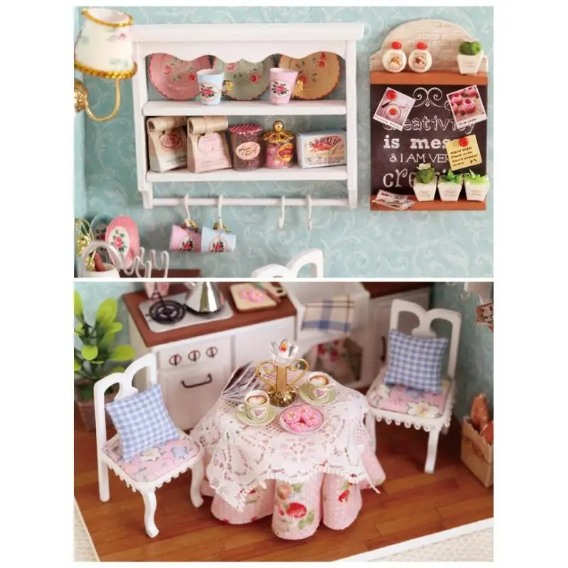 DIY Кукольный дом мебель Diy Миниатюрный 3D Деревянный Miniaturas кукольный домик игрушки для детей подарки на день рождения