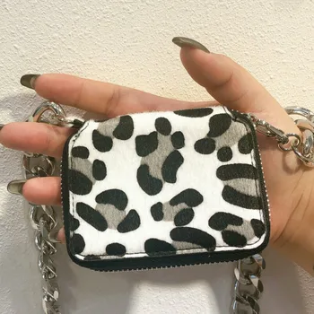 

Women Mini Chain Bag Korean Coarse Chain Leopard-print Zebar Mini-square Handbag Single Shoulder Bag