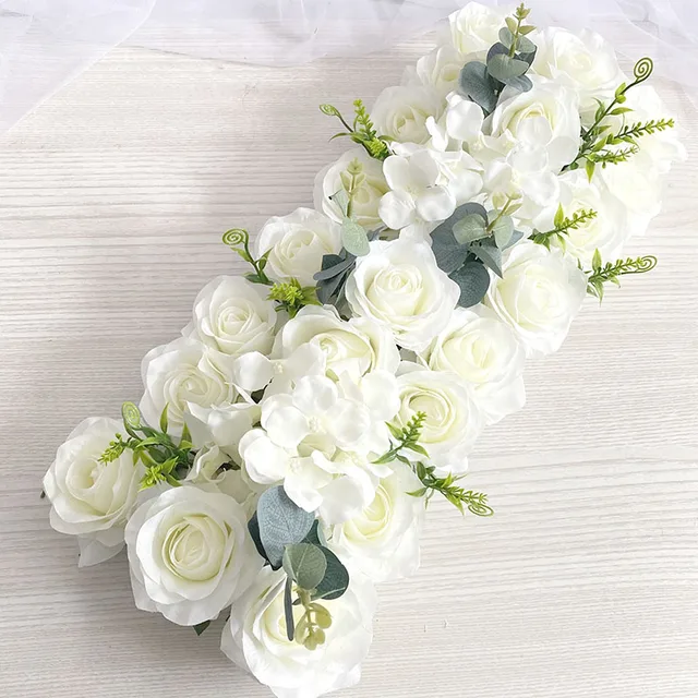 Artificial Peony Rose Hydrangea Row Wedding Background Fake Flower Wall Decoration DIY Combination Wedding Arch Arrangement White C