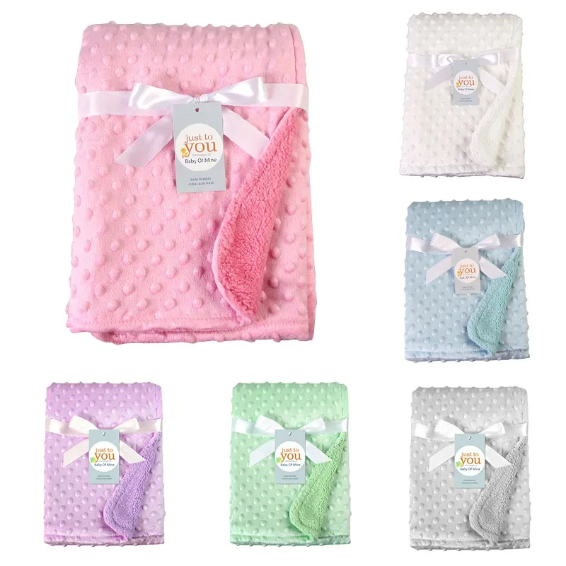 

Newborn Baby Blankets Warm Fleece Thermal Soft Stroller Sleep Cover Solid Infant Bedding Wrap Kids Bath Towel 76*102cm