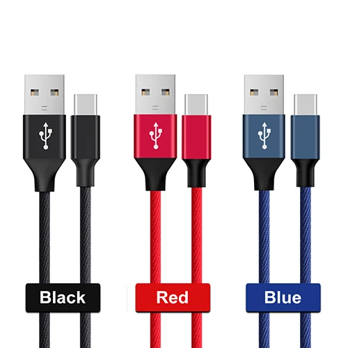 Black Red Blue PHOMAX 3 шт usb type C кабель Быстрый зарядный кабель USB C зарядный кабель для samsung S8 S9 Xiaomi mi8 mi7 6 huawei type-C usb кабель - Цвет: Black Red Blue
