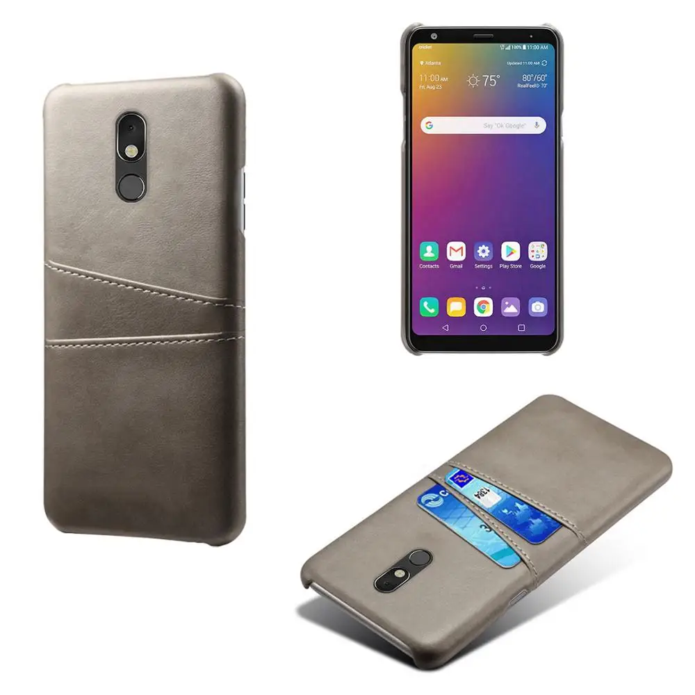 Для LG Stylo 5 Aristo 2 Q60 Q8 ThinQ G8S THINQ со слотами для карт из искусственной кожи чехол для lG Stylo 5 Aristo2 V30 V30S W30 W10 K50 Капа - Цвет: Case-Gray