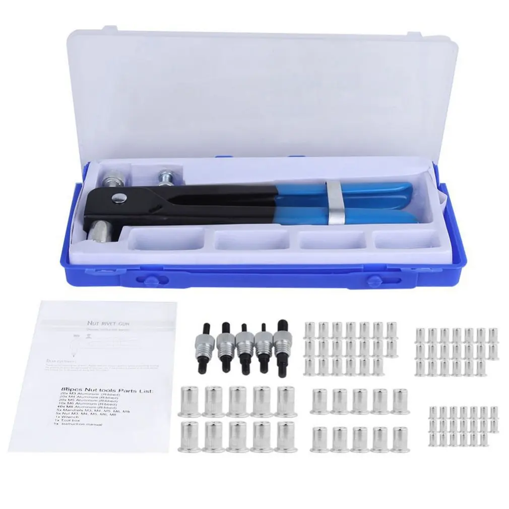 

106PCS Manual Rivets Nut Gun Tool M3-M8 Manual Threaded Nut Riveter Tool Hand Nuts Riveters Pull Setter