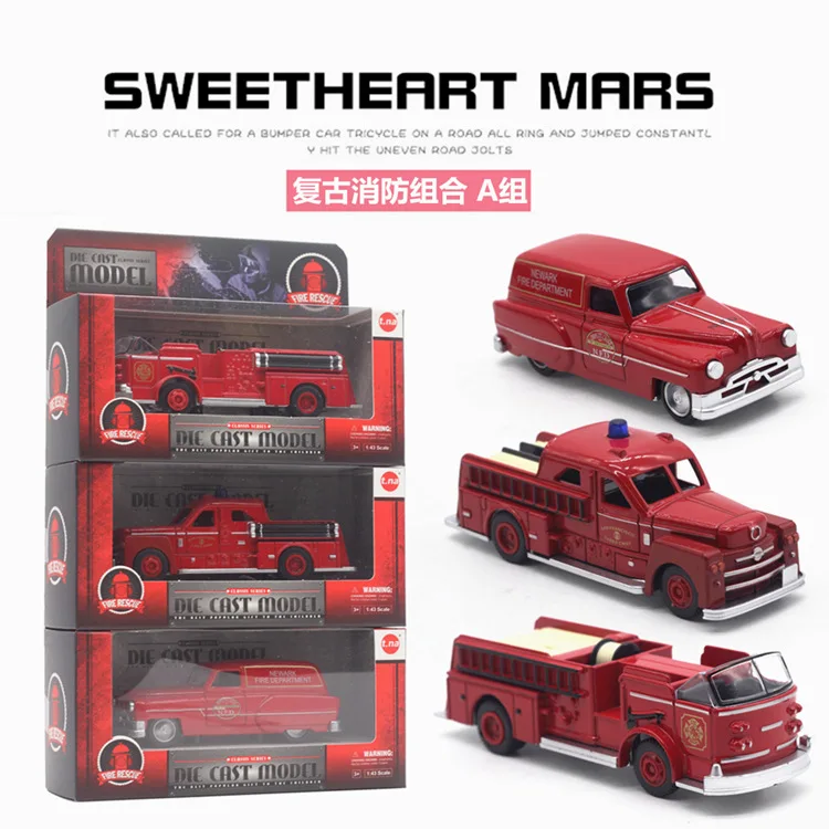 1個6モデル1:43合金レトロ消防車モデルのおもちゃの車のモデル車