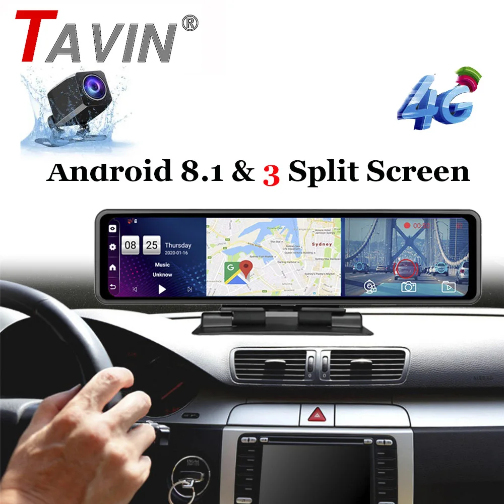 

12 " Car DVR Rear View Mirror Android 8.1 dvr Dash Camera 1080P dual Lens camera wifi GPS Navigation ADAS Remote car LED video
