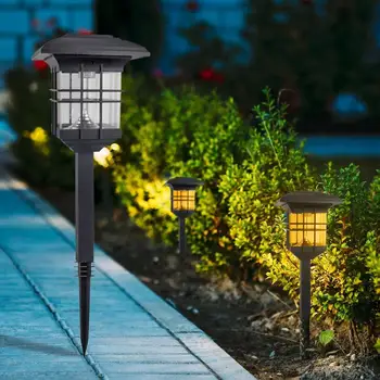 

3LED Solar Power Fence Lamp Dual-use Beautiful White/Warm Light Outdoor Landscape Decorative Palace Light for Garden Lawn
