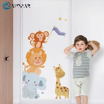 

New Jungle Animals Wall Stickers for Kids Rooms Safari Nursery Rooms Baby Home Decor Poster Monkey Elephant Giraffe Wall Decals