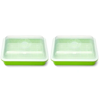 

Seed Sprouter Tray PP Healthy Alfalfa Wheatgrass Seeds Grower with Cover,2 Size Small Holes Grid