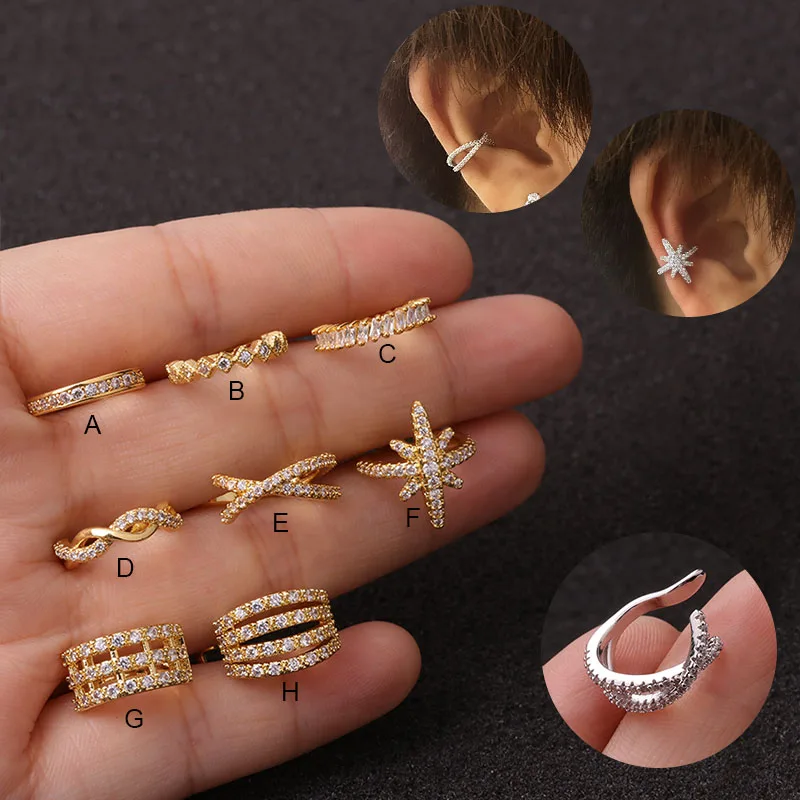 

Sellsets 1pc Adjustable Cz Ear Cuff No Piercing Conch Cuff Earring Cartilage Helix Conch Fake Piercing Jewelry