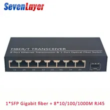 10/100/1000M 8 RJ45 1 Sfp волоконный гигабитный Ethernet коммутатор 1F8E волоконно-оптический медиаконвертер одиночный режим