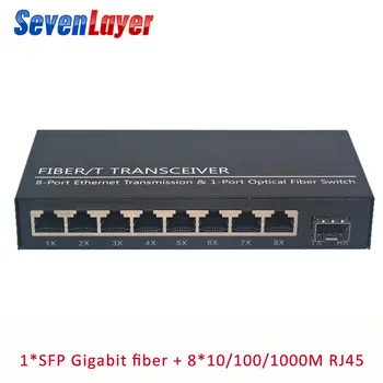 

10/100/1000M 8 RJ45 1 Sfp fiber Gigabit Ethernet switch 1F8E Fiber Optical Media Converter Single Mode