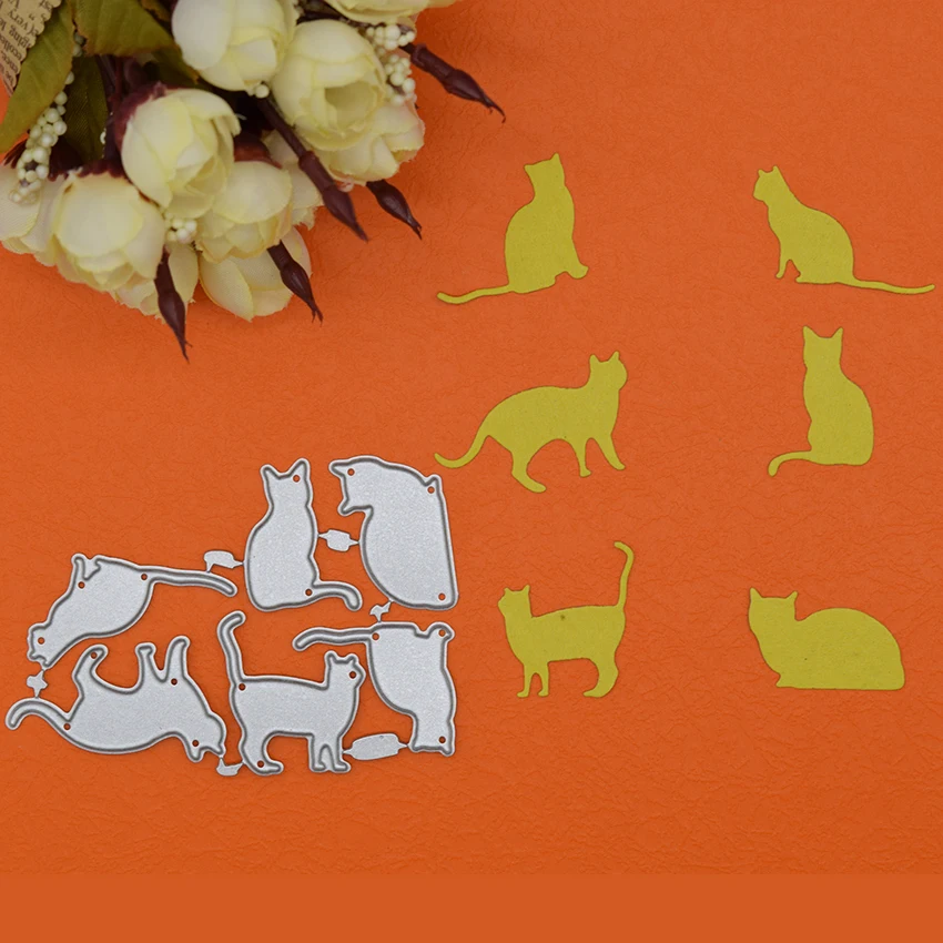 

6Pcs Cute Cat Animal Metal Cutting Dies Stencil for DIY Scrapbooking Photo Album Card Making Paper Crafts Dies