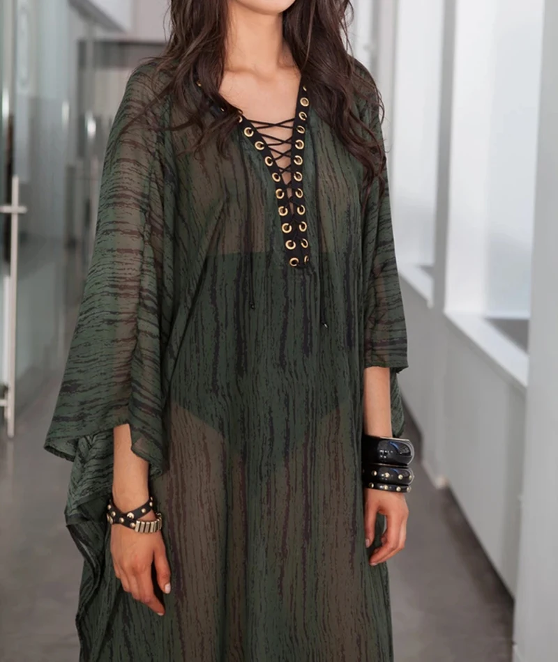 Chiffon Beach Cover up Vestido de playa Swimsuit cover up Pareo Beach Robe de Plage Bikini Cover up Swimwear women Long Dresses