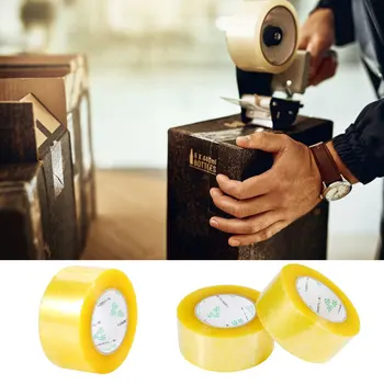 

100 Rolls Transparent Sealing Tape High Elasticity Heat Resistance Adhesive Tape