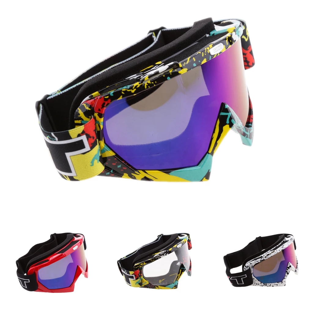 Motorcycle Motocross ATV Dirt Bike Goggles Anti-fog Eyewear Colorful/White