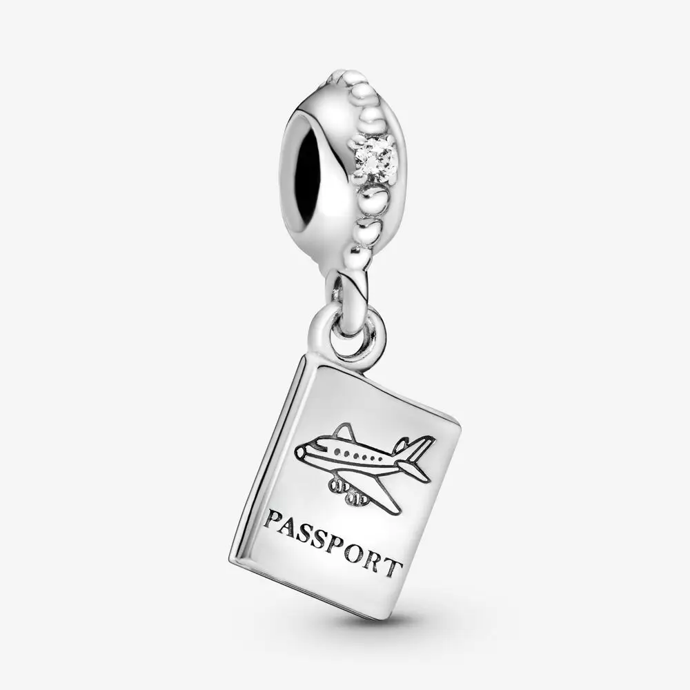 Fashion 925 Sterling Silver Beads Passport Travel Dangle Charms Pendant fit Original Pandora Bracelets Women DIY Jewelry