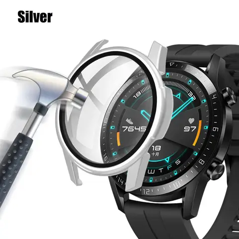 for Huawei Watch GT 2-2e 46mm/42mm Accessories Full Coverage Bumper Tempered Screen Protector huawei gt2e gt2 Cover