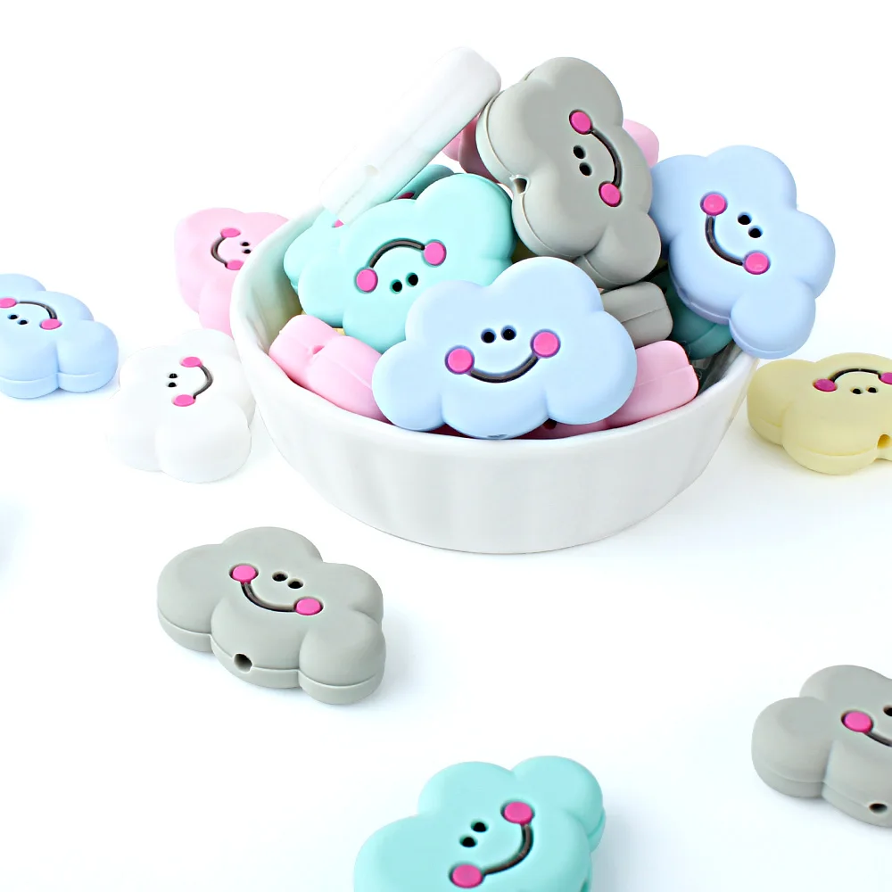 유지 및 성장 10 개 클라우드 실리콘 비즈 식품 등급 젖니 장난감 DIY 간호 액세서리 및 선물 Teether BPA 무료