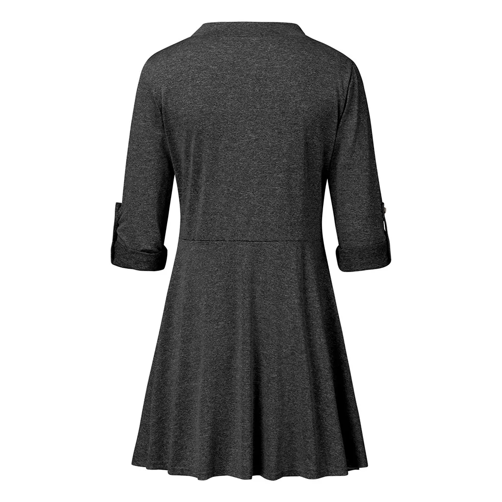 Women Breastfeeding Clothes Maternity V Neck Rolled Up Sleeve Nursing Shirts Solid Color Tops For Breastfeeding vetement femme