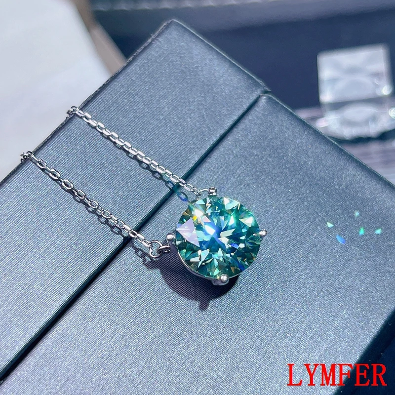 Green moissanite necklace,5 carat  gemstone,  925 Sterling silver, classic design, girl's Necklace