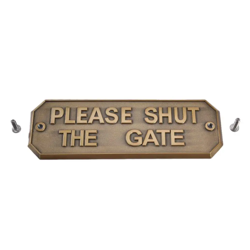 Аппаратные ворота латунный знак на дверь античная латунь Садоводство Предупреждение ющий знак-пожалуйста, закройте ворота садовый декор