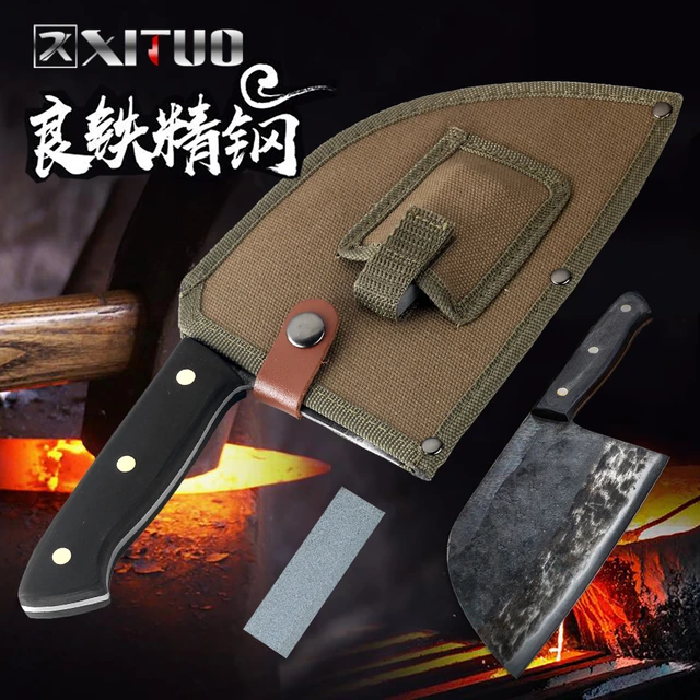 KEEMAKE-Meat Cleaver Knife Heavy Duty with Pakkawood Handle for Bone  Cutting Chinese Vegetable Knife