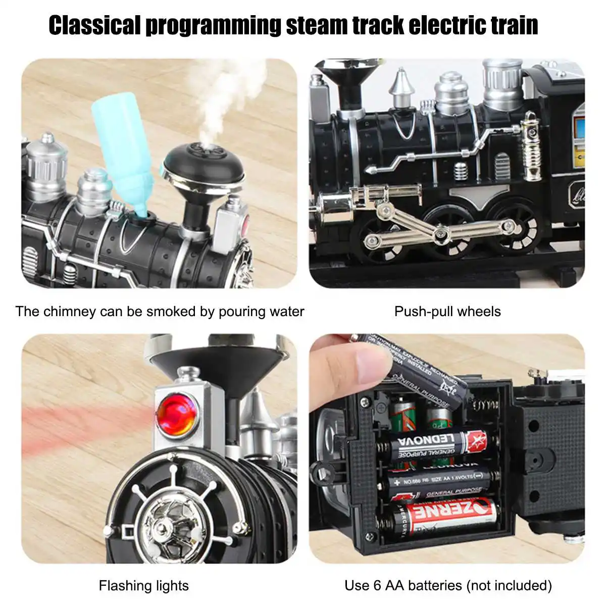 O trem das crianças ajustou o trem modelo a pilhas brinquedos 4 seções trem  a vapor com veículos da carga locomotiva brinquedo educacional - AliExpress