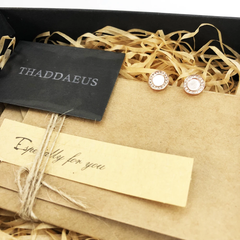 Круглые серьги-гвоздики из розового золота, модные женские серьги в стиле Томаса, хорошее ювелирное украшение в виде раковины, Ts, подарок из 925 пробы серебра, Супер предложения
