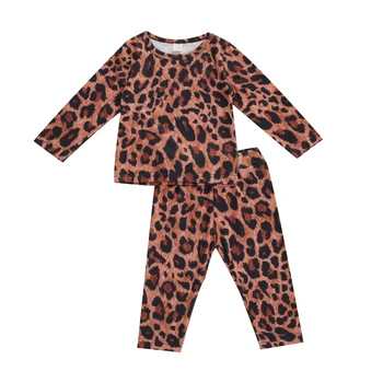 

Newborn Baby Girls 2-piece autumn Outfit Set Long Sleeve Leopard Print Top and Pants Set Fashion Floral Print Top and Pants Set