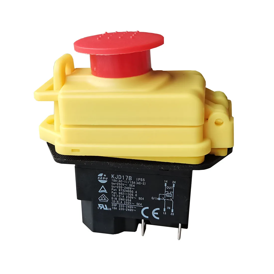 thumbnail image 2 of KJD17B Machine Safety Switch – 5 PIN 250V 16A Waterproof Push Button Start/Stop Switch With Cover, IP55 2 of 12