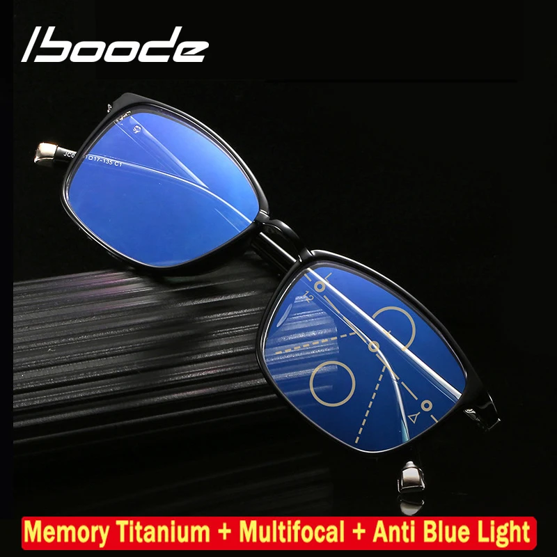 

iboode Optical Progressive Multi-Focal Reading Glasses Men Women Presbyopic Ultralight Eyewear Anti Blue Ray TR90 Frame +1.0 4.0