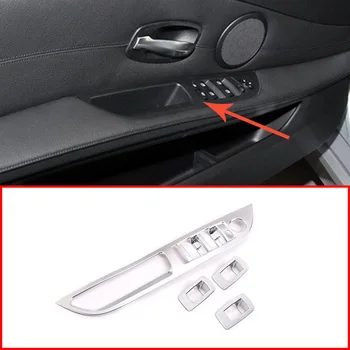 

For BMW 5 Series 2006-2010 ABS Chrome-Plated Car Window Lift Button Frame Trim Auto Parts 4 Pcs