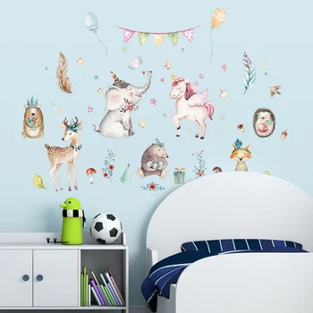 

Cartoon cute animals wall sticker kids room decoration baby bedroom decor cabinet decoration self-adhesive stickers home decor
