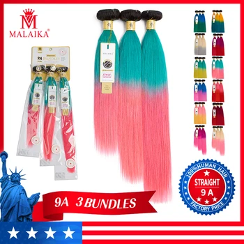 

MALAIKA Gradient color hair straight hair bundles brazilian hair weave human hair 3 bundles deal remy hair for Black women