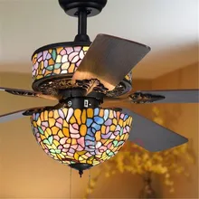 Пульт дистанционного управления Управление потолочный вентилятор+ лампа с светильник сенокос 5 лопастей лампа Тиффани 52 дюймов потолочный вентилятор ventilador de teto 110V 220V