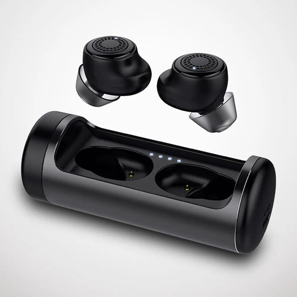 Спортивные водонепроницаемые TWS Bluetooth 5,0 наушники-вкладыши шумоподавление музыкальный наушник с зарядным устройством удобно носить - Цвет: Черный