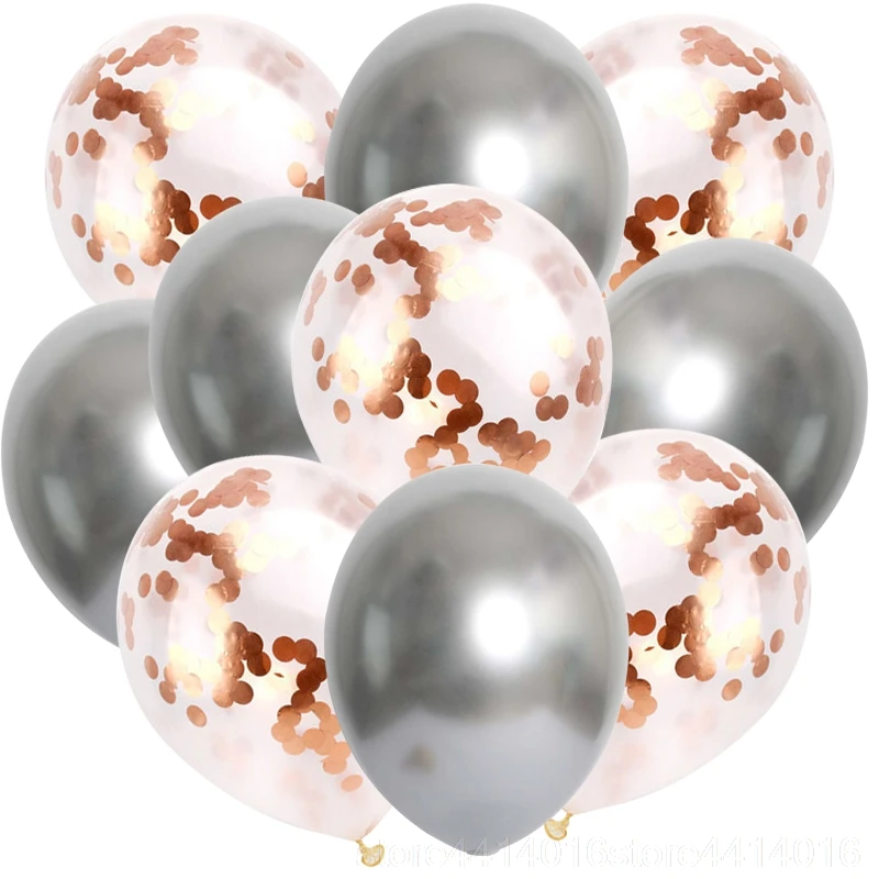 10 шт. 12 дюймов металлические конфетти латексные шары многоцветные толстые хромированные металлические цветные надувные шары для свадьбы и дня рождения вечерние Декор 5w - Цвет: Rose gold 6