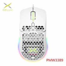 Delux m700 67g leve gaming mouse 16000dpi favo de mel escudo design ratos com cabo de corda macia e software para gamer pmw3389