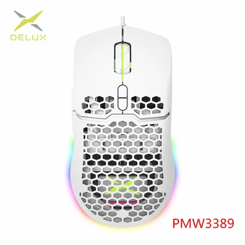 

DELUX M700 67g Lightweight Gaming Mouse 16000DPI Honeycomb Shell Design Mice with Soft rope Cable and Software For Gamer PMW3389