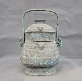 

wedding decoration Zhou Dynasty Bronze Ware Portable Beast Face pattern Wineware Crock tank pot jar