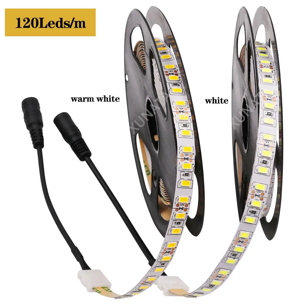 DC12V 5630 SMD светодиодный светильник 120 светодиодный s/m не водонепроницаемый гибкий светодиодный ленточный светильник+ разъем постоянного тока 0,5 м 1 м 2 м 3 м 4 м 5 м