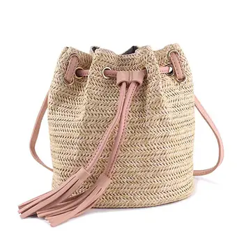 

Messenger Bag Ladies Fabric Summer Beach Bags With Tassels Weaving Crossbody Bag Women Weaving Money Bank Knitted Beach Handbag