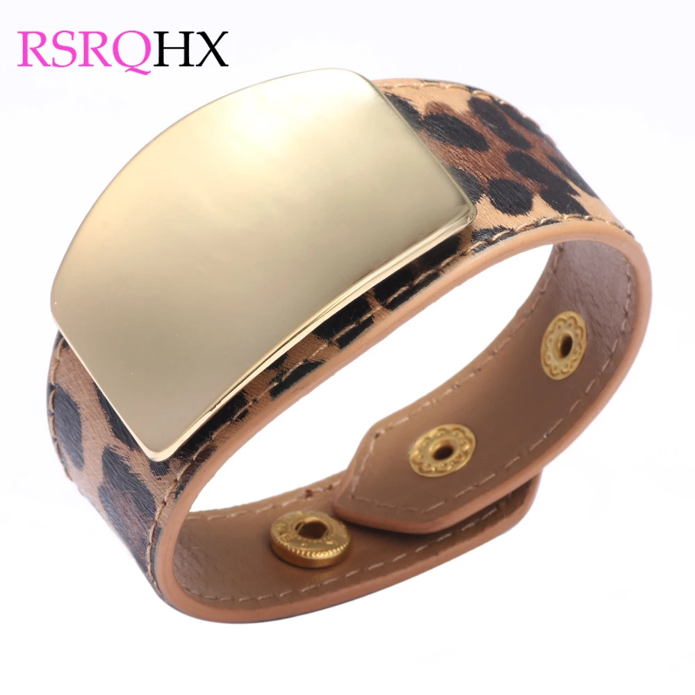 Большие браслеты из сплава и кожи для женщин Браслет-манжета массивное ювелирное