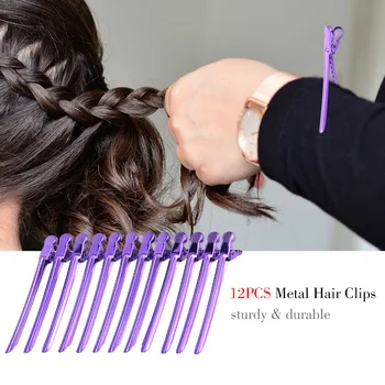 

12PCS/set Fashion Hair Clips Metal Anti-slip Hair Clip with Holes Duckbill Clips Hair Styling Accessory Salon Hairdressing Tools