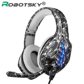

PS4 3.5mm Wired Gaming Headset Hi-Fi Sound Camouflage Wired Computer Game Headphone 50MM Driver LED Light with Mic for PC Laptop